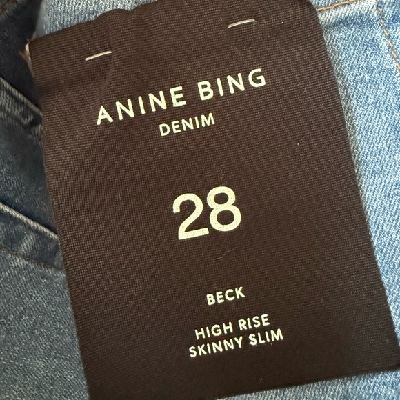 NWT Anine Bing Beck High Rise Skinny Blue Women's Jeans | Size 28 - Picture 3 of 9